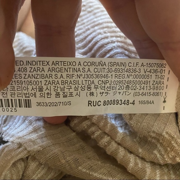 Zara NWT Tan‎ Cream Palm Leaf Ribbed High Low Top S - Picture 6 of 8